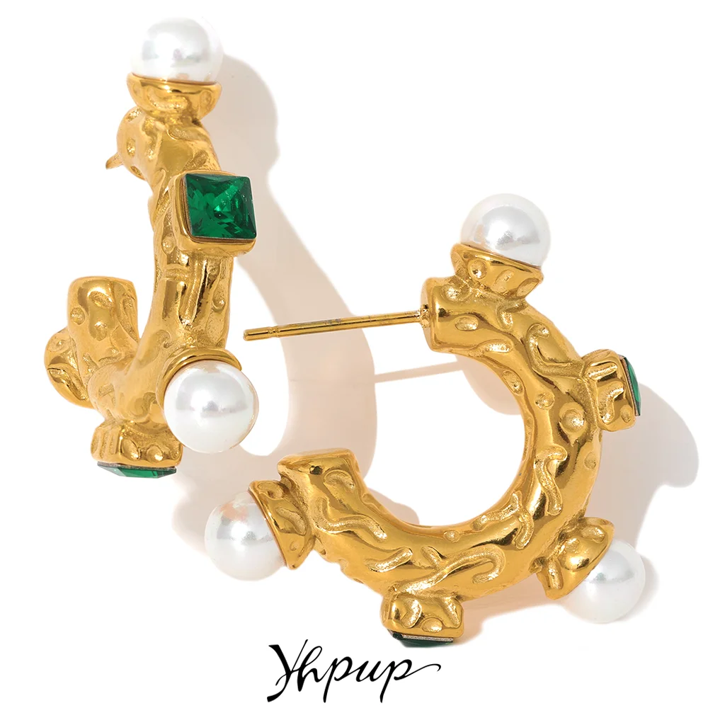 Yhpup Stainless Steel Imitation Pearl Green Cubic Zirconia Hoop Earrings for Women 18K PVD Plated Vintage Fashion Jewelry Gift
Yhpup Stainless Steel Imitation Pearl Green Cubic Zirconia Hoop Earrings for Women 18K PVD Plated Vintage Fashion Jewelry Gift