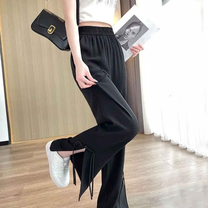 Black Split Suit Wide Leg Pants For Women Summer High Waist Design Feel Button Hanging Thin Casual Straight Leg Pants
Black Split Suit Wide Leg Pants For Women Summer High Waist Design Feel Button Hanging Thin Casual Straight Leg Pants