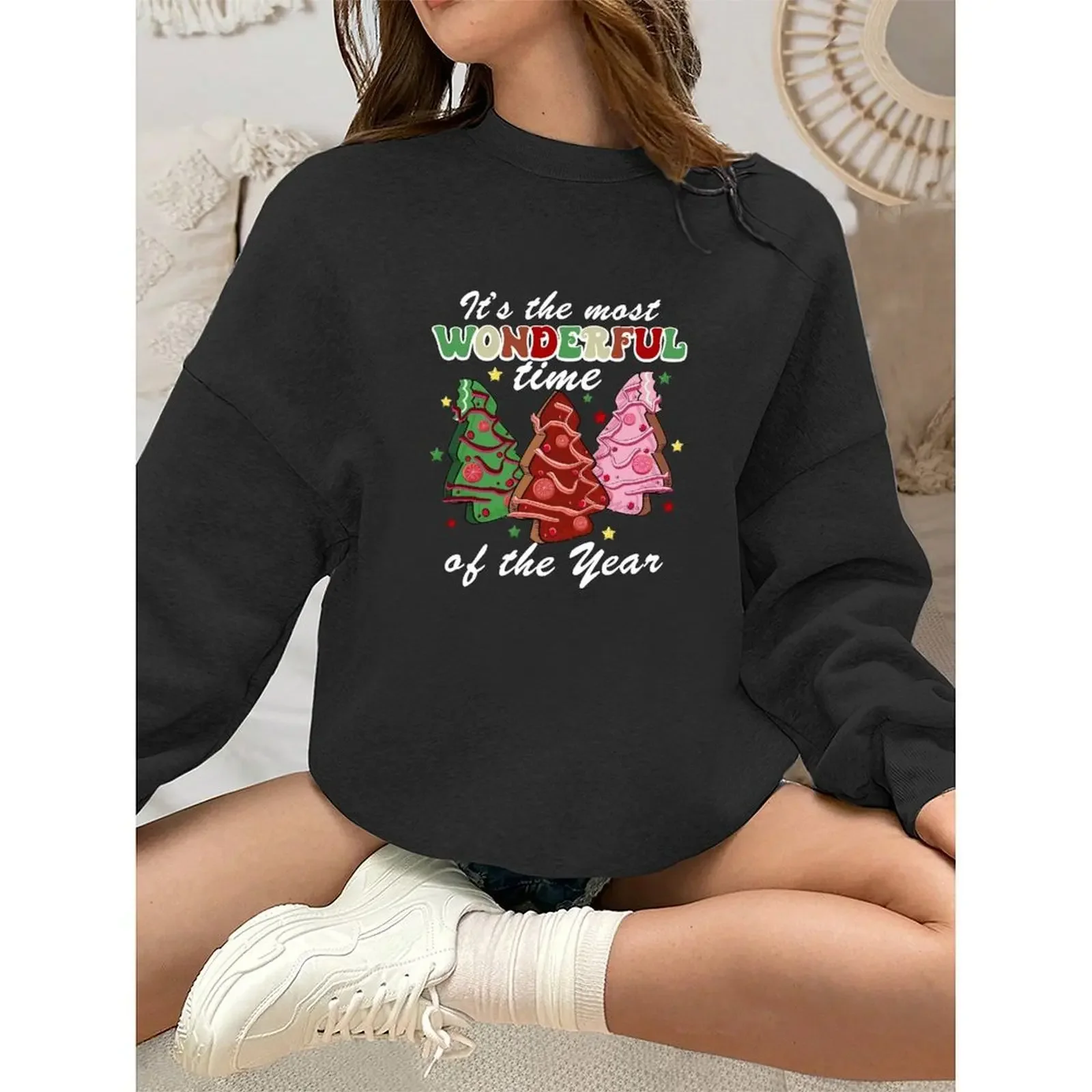 Round Neck Long Sleeve Pullovers Woman Elegant Sweatshirt Velvet Winter Casual Loose Comfortable Christmas Printed Pattern Tops
Round Neck Long Sleeve Pullovers Woman Elegant Sweatshirt Velvet Winter Casual Loose Comfortable Christmas Printed Pattern Tops