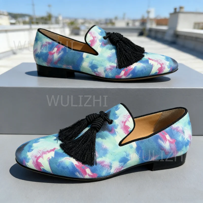 Men Sky Blue Rendered Canvas Graffiti Loafer Tassel Elastic Leather Print Sporty Round Flat Spring Wedding Patchwork Party Mule
Men Sky Blue Rendered Canvas Graffiti Loafer Tassel Elastic Leather Print Sporty Round Flat Spring Wedding Patchwork Party Mule