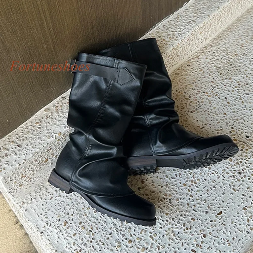 Pleated Solid Round Toe Boots Belt Buckle Knee High 2024 Autumn Newest Boots Chunky Heel Slip On Fashion Casual Women Boots
Pleated Solid Round Toe Boots Belt Buckle Knee High 2024 Autumn Newest Boots Chunky Heel Slip On Fashion Casual Women Boots