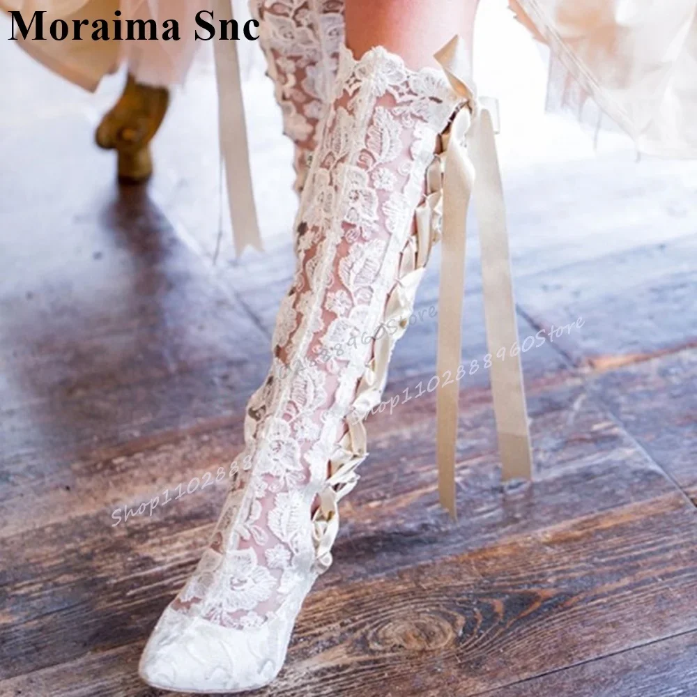 Cross Tied Ribbon White Soft Lace Boots Thin High Heel Shoes For Women Side Zipper Round Toe 2025 Fashion Zapatos Para Mujere
Cross Tied Ribbon White Soft Lace Boots Thin High Heel Shoes For Women Side Zipper Round Toe 2025 Fashion Zapatos Para Mujere