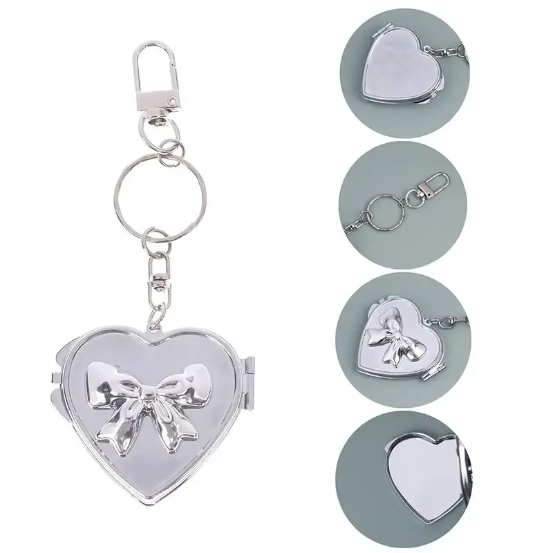 Mini Metal Makeup Mirror Heart Shape Bow Foldable Cosmetic Mirror Keychain Heat Transfer Print Sublimation Blank Key Chain
Mini Metal Makeup Mirror Heart Shape Bow Foldable Cosmetic Mirror Keychain Heat Transfer Print Sublimation Blank Key Chain