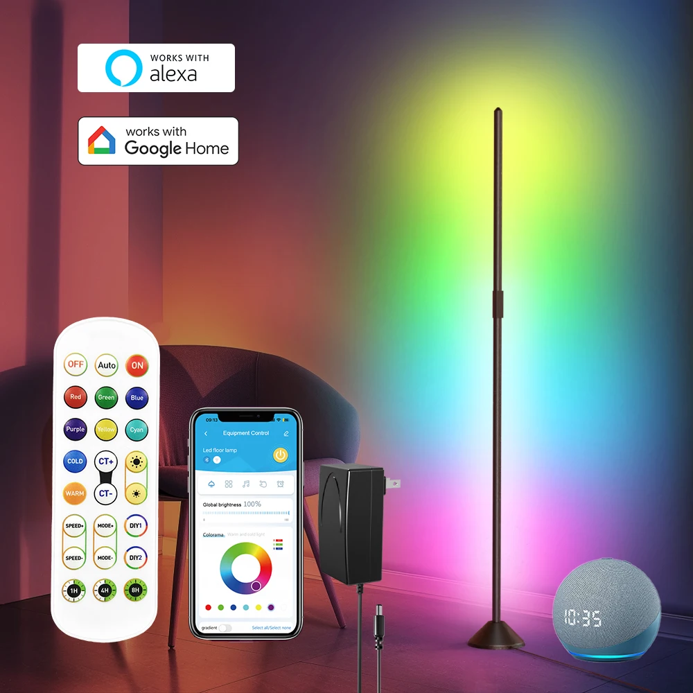 RGBIC Floor Lamp, LED Corner Lamp Works with Alexa,with Music Sync and 16 Million DIY ColorsStanding Floor Lamp for Bedroom
RGBIC Floor Lamp, LED Corner Lamp Works with Alexa,with Music Sync and 16 Million DIY ColorsStanding Floor Lamp for Bedroom
