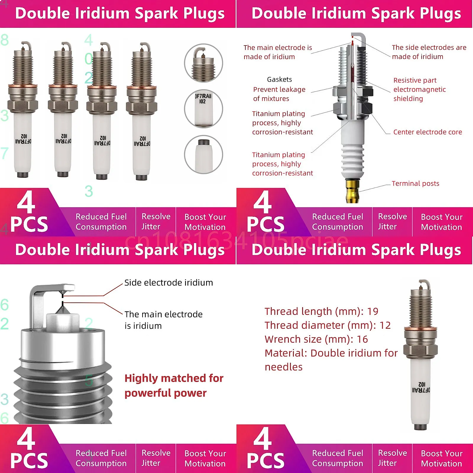 Applicable Foton Gatu GT 1.4T 4A14TI Double Iridium Spark Plug C-08 Auto Parts
Applicable Foton Gatu GT 1.4T 4A14TI Double Iridium Spark Plug C-08 Auto Parts