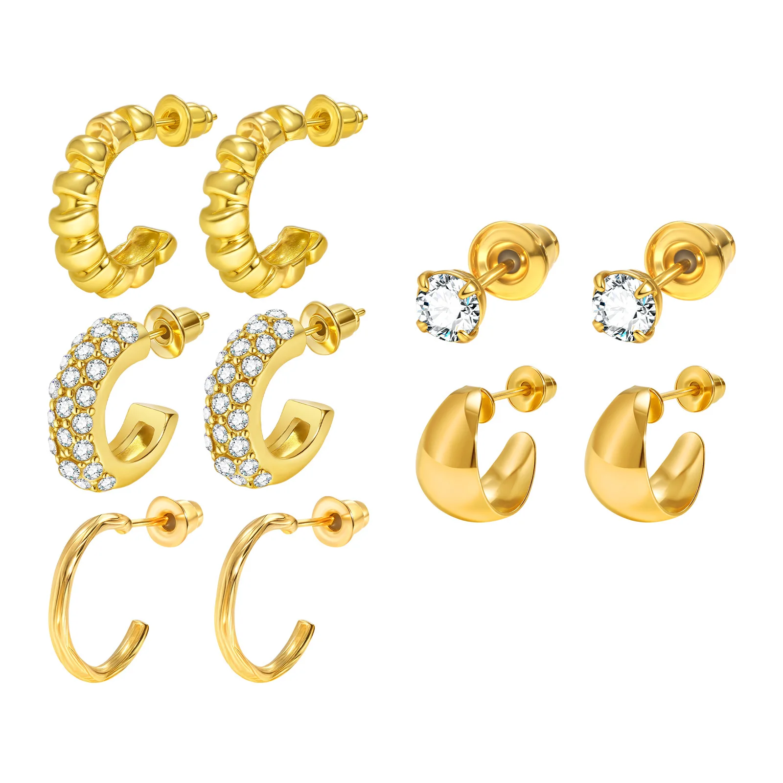 5 Pairs Gold Plated Hoop Earrings Set for Women Girls, 14K Gold Plated Small Pave Zirconia Hoops Earrings 
5 Pairs Gold Plated Hoop Earrings Set for Women Girls, 14K Gold Plated Small Pave Zirconia Hoops Earrings