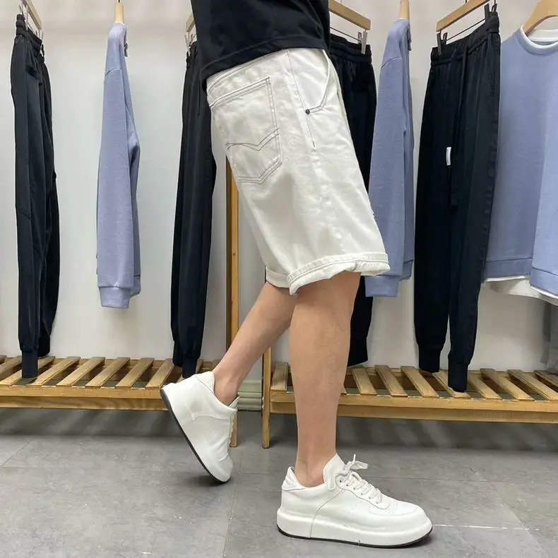 Men's Medium Long White Denim Shorts American Style Loose Straight Leg for Casual All-Match Summer Wear
Men's Medium Long White Denim Shorts American Style Loose Straight Leg for Casual All-Match Summer Wear