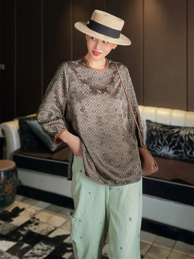 Retro Sle Silk irt Women's round Ne Long Sve Loose Fit Printed Traditional Chinese Sle Top Fanyoo J50877
Retro Sle Silk irt Women's round Ne Long Sve Loose Fit Printed Traditional Chinese Sle Top Fanyoo J50877