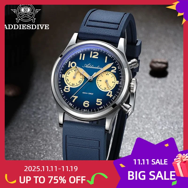 ADDIESDIVE 38mm Chronograph Watch Rubber Strap VK64 NEW Men's Quartz Green/Blue Dial Watches BGW9 Luminous Waterproof Male Clock
ADDIESDIVE 38mm Chronograph Watch Rubber Strap VK64 NEW Men's Quartz Green/Blue Dial Watches BGW9 Luminous Waterproof Male Clock