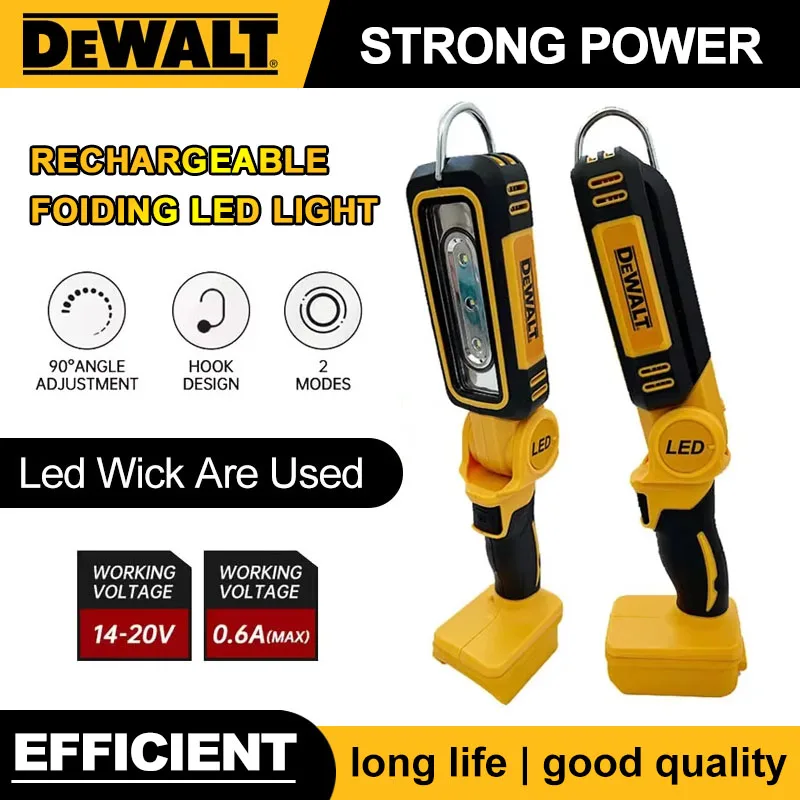 DEWALT 20V Lithium Battery 90 Degree Multifunctional Folding Work Light Portable Camping Light Emergency Flashlight Car Service
DEWALT 20V Lithium Battery 90 Degree Multifunctional Folding Work Light Portable Camping Light Emergency Flashlight Car Service