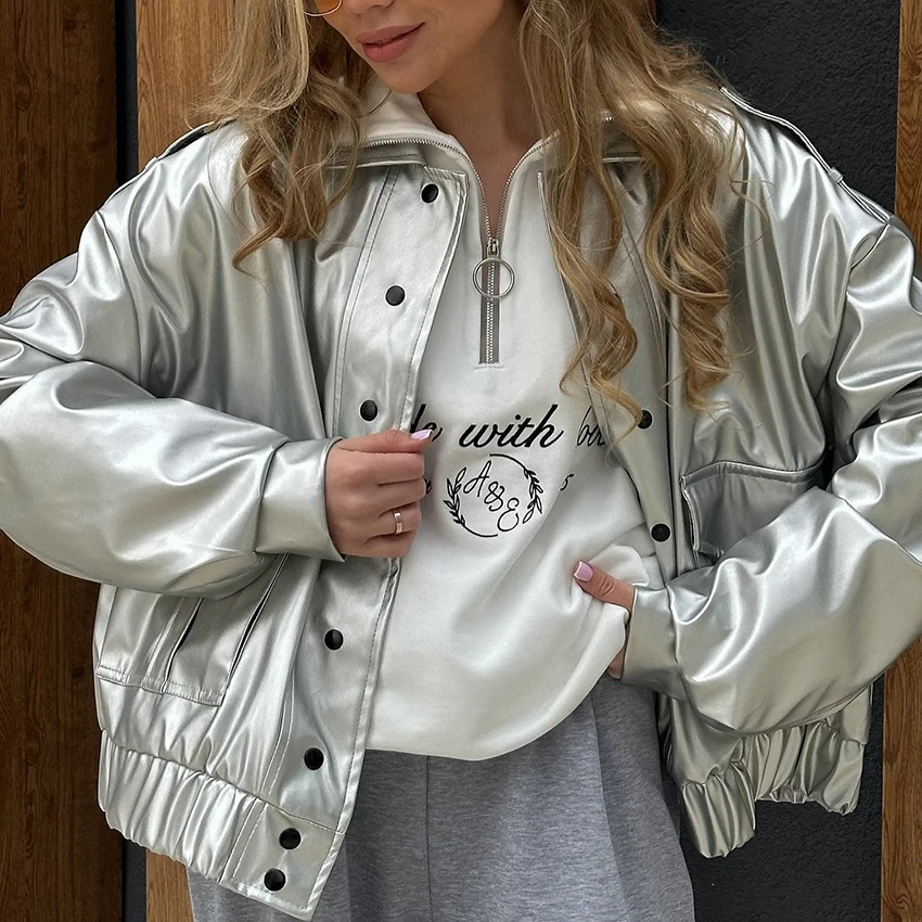 Linad Street Chic PU Silver Jackets With Pocket Fashion Single-Breasted Coat For Woman Safari Style Outerwear 2025 Summer Coats
Linad Street Chic PU Silver Jackets With Pocket Fashion Single-Breasted Coat For Woman Safari Style Outerwear 2025 Summer Coats