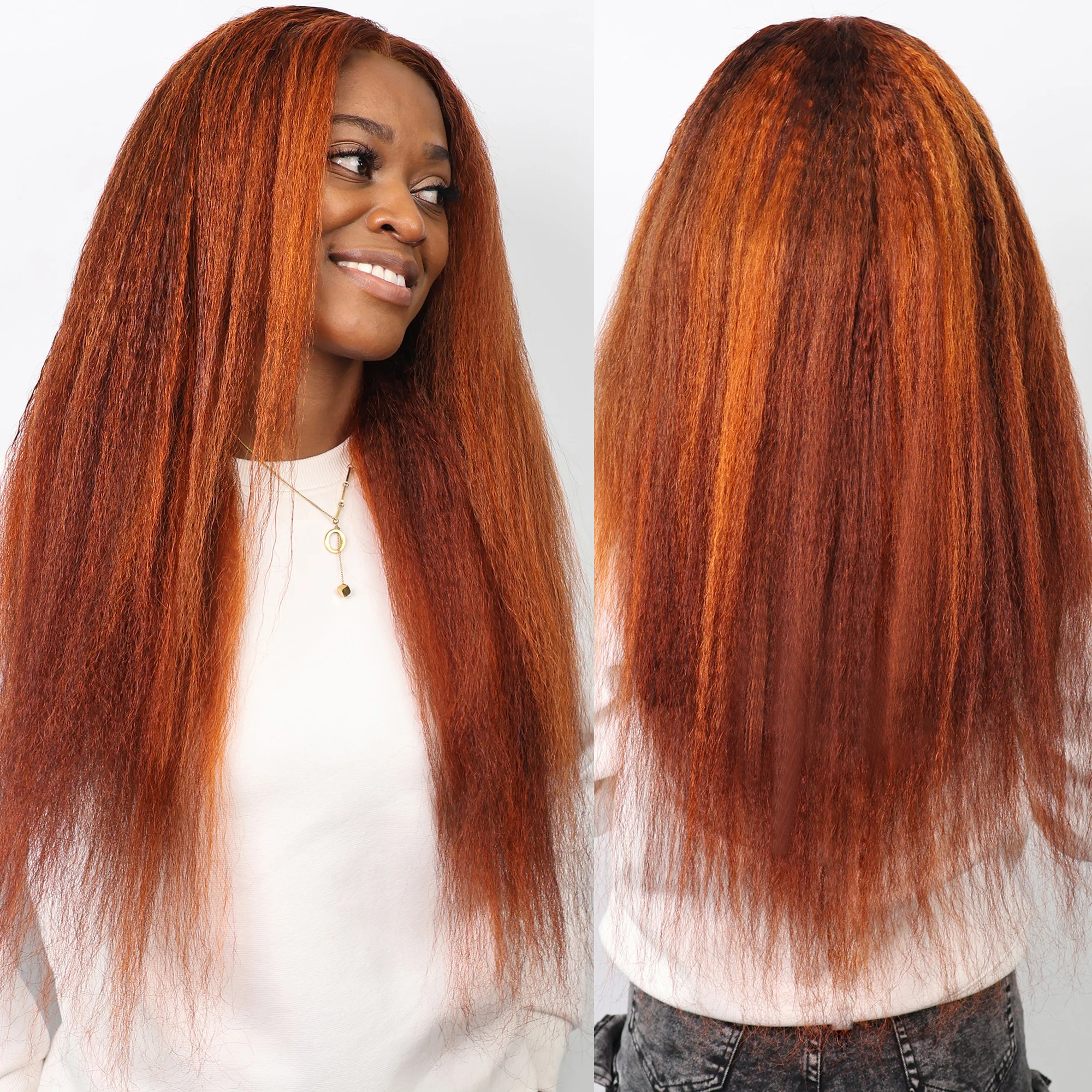 Kinky Straight 4/350 Highlight 13x6 Lace Frontal Human Hair Wigs For Women Pre Plucked Brown Orange Ginger Human Hair Wig 200%
Kinky Straight 4/350 Highlight 13x6 Lace Frontal Human Hair Wigs For Women Pre Plucked Brown Orange Ginger Human Hair Wig 200%