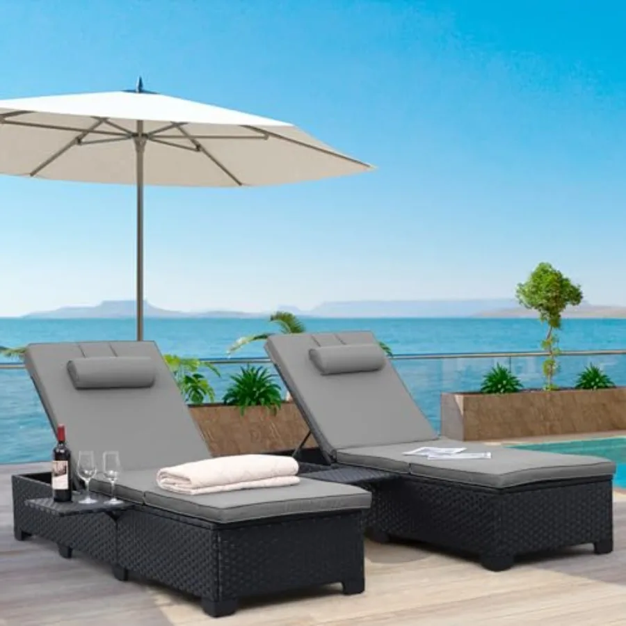 Outdoor Chaise Lounge Chairs for Outside Patio Furniture Set of 2 Wicker Recliner Black Rattan Sunbathing Lounger Adjustable Ba
Outdoor Chaise Lounge Chairs for Outside Patio Furniture Set of 2 Wicker Recliner Black Rattan Sunbathing Lounger Adjustable Ba