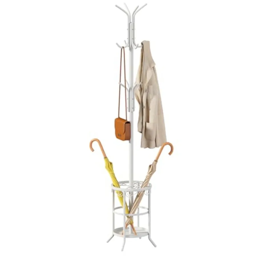 Coat Rack with Umbrella Holder, White Metal Coat Rack Stand with 12 Hooks, for Entryway, Hallway, Living Room, Bedroom
Coat Rack with Umbrella Holder, White Metal Coat Rack Stand with 12 Hooks, for Entryway, Hallway, Living Room, Bedroom