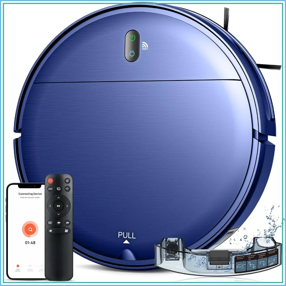 2-in-1 Robot Vacuum and Mop Combo, 2000Pa Suction, WiFi/App Control, Self-Charging, Slim for Hard Floor & Pet Hair
2-in-1 Robot Vacuum and Mop Combo, 2000Pa Suction, WiFi/App Control, Self-Charging, Slim for Hard Floor & Pet Hair