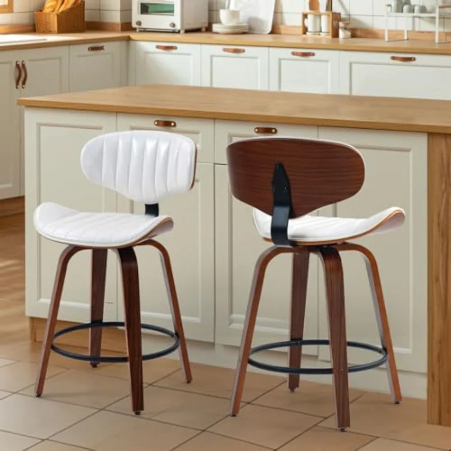 Counter Height Bar Stools Set of 2, 24 inch PU Leather Wooden Bentwood Barstools Swivel Modern Breakfast Bar Chairs with Backre
Counter Height Bar Stools Set of 2, 24 inch PU Leather Wooden Bentwood Barstools Swivel Modern Breakfast Bar Chairs with Backre