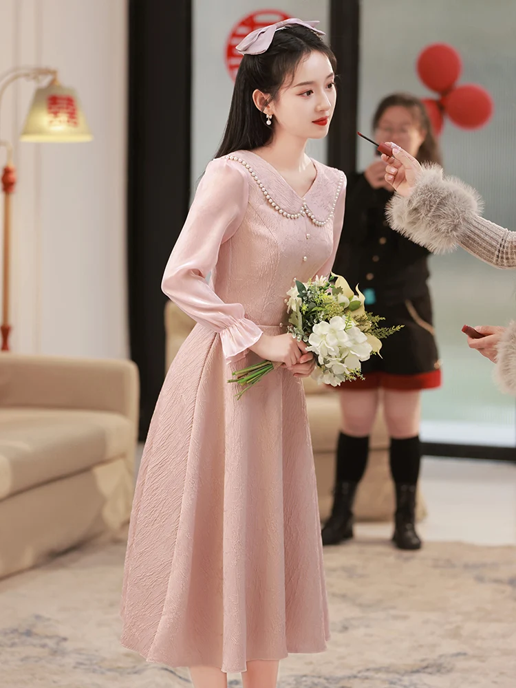 Pink Evening Gown Wedding Dress for Women Elegant Long Sleeve mid Waist Fit for Engagement Dinner Party Daily Wear Bridal Dress
Pink Evening Gown Wedding Dress for Women Elegant Long Sleeve mid Waist Fit for Engagement Dinner Party Daily Wear Bridal Dress