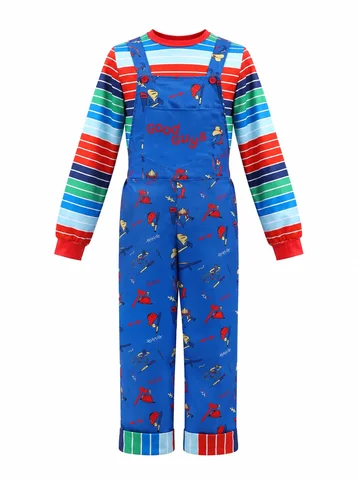 Anime Scary Chucky Killer Cosplay Costume Adult Cos Jumpsuits Halloween Horror Clothing For Men Women Party Costumes With A Mask