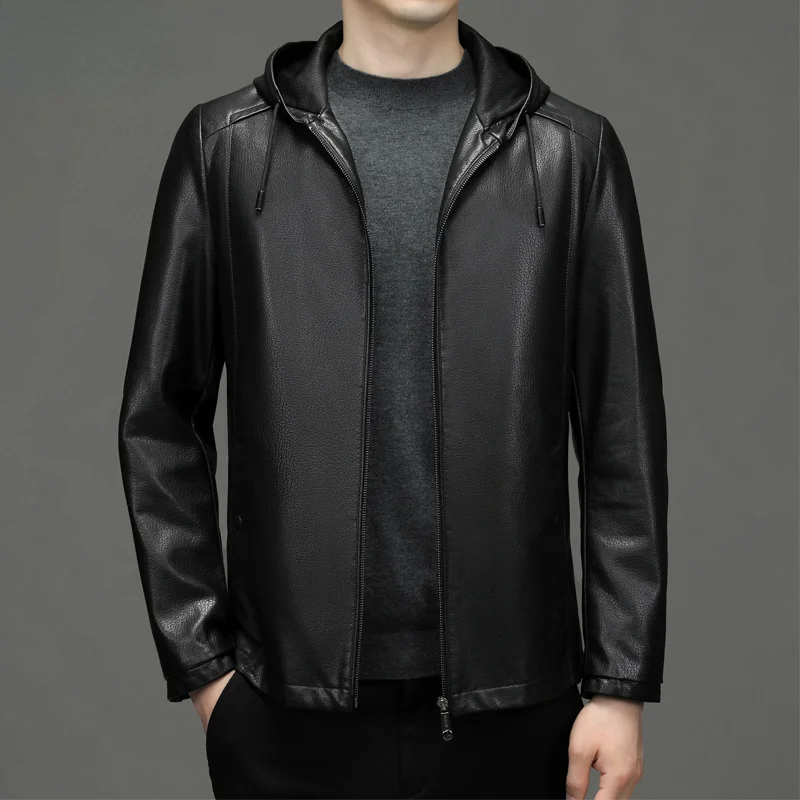 Leather Jackets Men's Hooded Autumn Winter NewGenuine for Men Loose Fashion Motorcycle Coats Jaqueta De Couro
Leather Jackets Men's Hooded Autumn Winter NewGenuine for Men Loose Fashion Motorcycle Coats Jaqueta De Couro