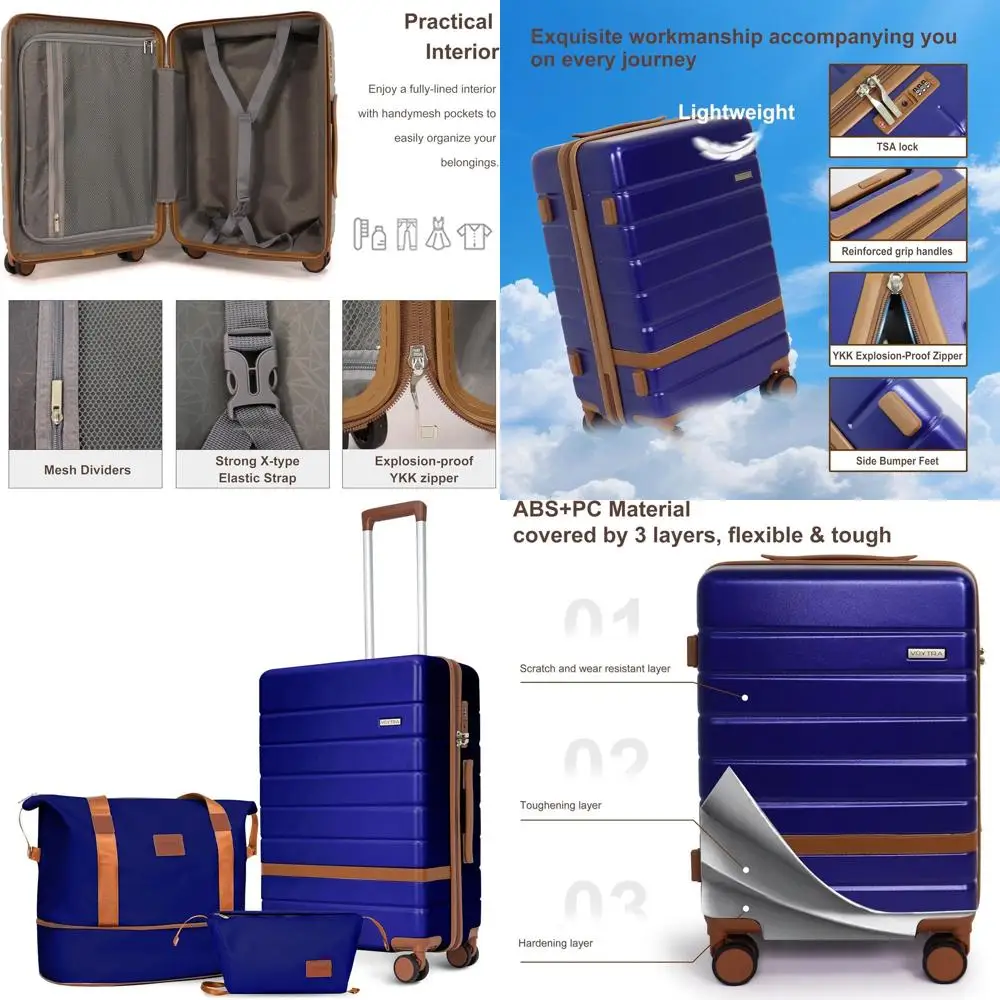 Compact 3-Piece Luggage Set with 360° Spinners | 20 Carry-On, TSA Lock, Durable PC+ABS, Perfect for Travel & Vacations (Blue)
Compact 3-Piece Luggage Set with 360° Spinners | 20 Carry-On, TSA Lock, Durable PC+ABS, Perfect for Travel & Vacations (Blue)