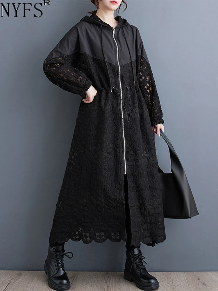 NYFS 2023 Autumn New Vintage Long Sleeve Woman Coat Loose Plus Size Patchwork Hollow Hooded Cardigan Windbreaker
NYFS 2023 Autumn New Vintage Long Sleeve Woman Coat Loose Plus Size Patchwork Hollow Hooded Cardigan Windbreaker