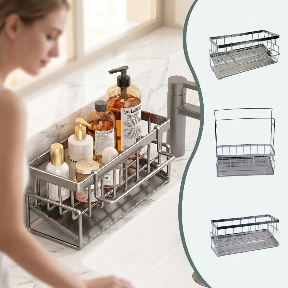 Stainless Steel Metal Sponge Holder Multi-Functional Rust-Proof Sink Shelf Automatic Drainage Space-Saving
Stainless Steel Metal Sponge Holder Multi-Functional Rust-Proof Sink Shelf Automatic Drainage Space-Saving
