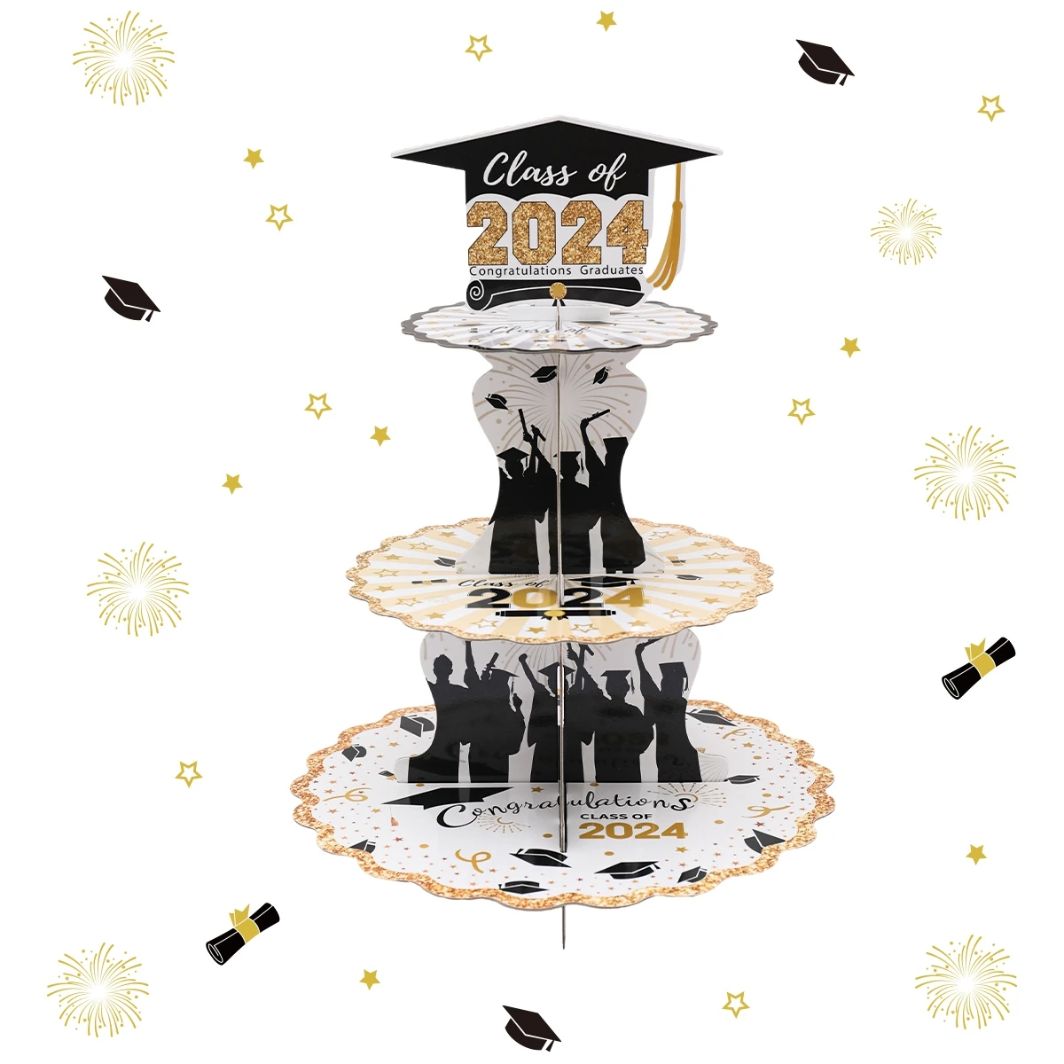 Graduation Cupcake Stand Black Gold Graduation Cap Decorations for Class of 2024 Congrats Grad Graduation Party Decor
Graduation Cupcake Stand Black Gold Graduation Cap Decorations for Class of 2024 Congrats Grad Graduation Party Decor