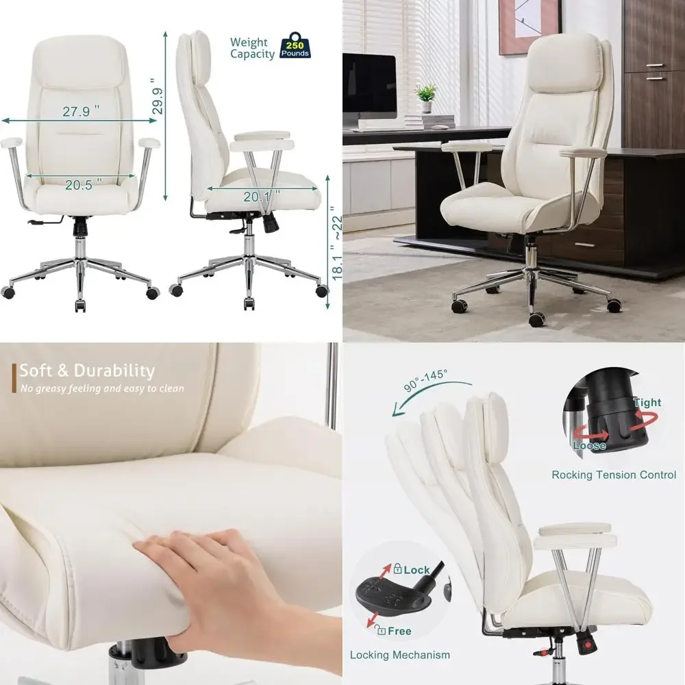 эргономичное вращающееся кресло с высокой спинкой для современного офиса и конференц-зала, кожа кремово-белого цвета.
эргономичное вращающееся кресло с высокой спинкой для современного офиса и конференц-зала, кожа кремово-белого цвета.