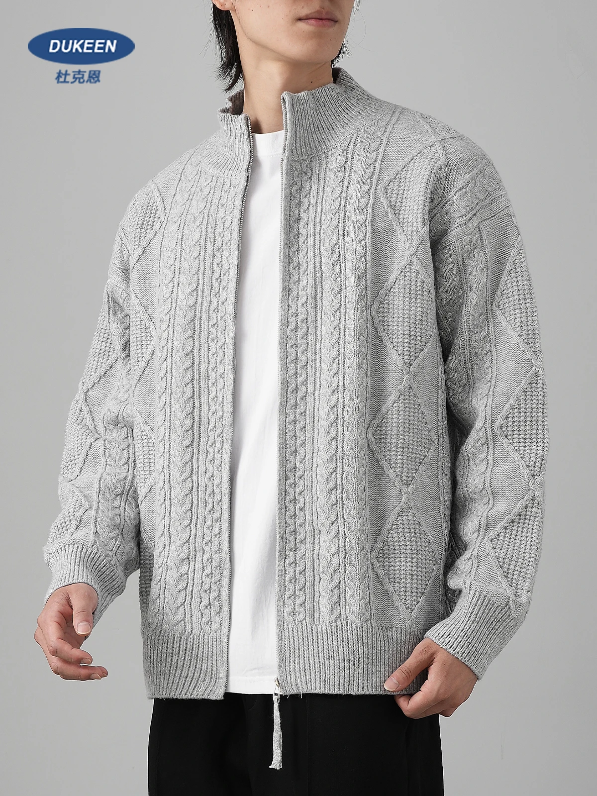 DUKEEN Men's Cardigan Sweaters Autumn and Winter Casual Thick Zipper Turtleneck Coat Solid Color Knitwear Jacket for Men
DUKEEN Men's Cardigan Sweaters Autumn and Winter Casual Thick Zipper Turtleneck Coat Solid Color Knitwear Jacket for Men