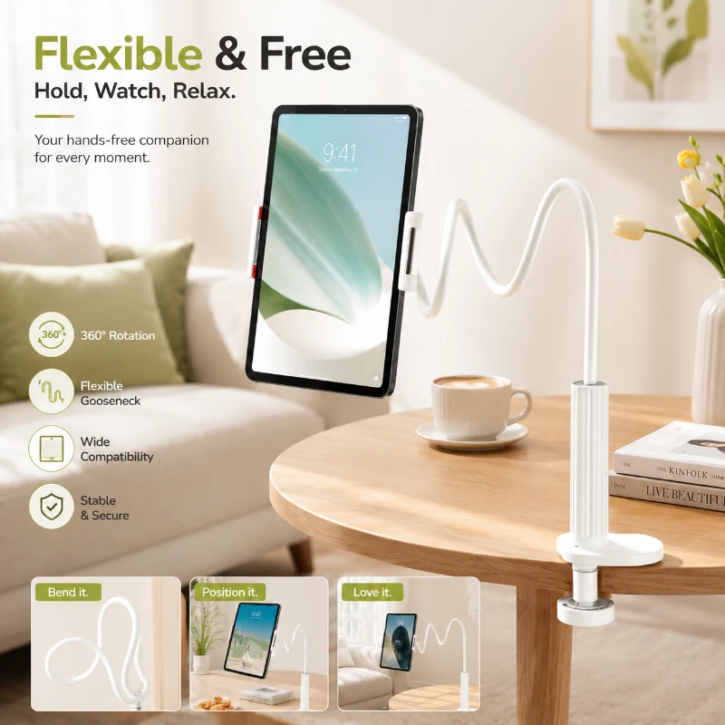 Adjustable 100CM Lazy Phone Tablet Stand, 360° Flexible Long Arm Clamp Holder for Bedside, Desk, iPad & Smartphone Use
Adjustable 100CM Lazy Phone Tablet Stand, 360° Flexible Long Arm Clamp Holder for Bedside, Desk, iPad & Smartphone Use