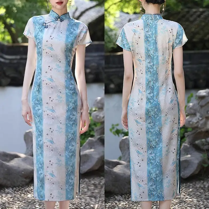 Новое летнее женское платье Ципао в новом китайском стиле Cheongsam, женское сексуальное тонкое платье Vestidos, традиционное платье с воротником-стойкой и цветочным принтом
Новое летнее женское платье Ципао в новом китайском стиле Cheongsam, женское сексуальное тонкое платье Vestidos, традиционное платье с воротником-стойкой и цветочным принтом