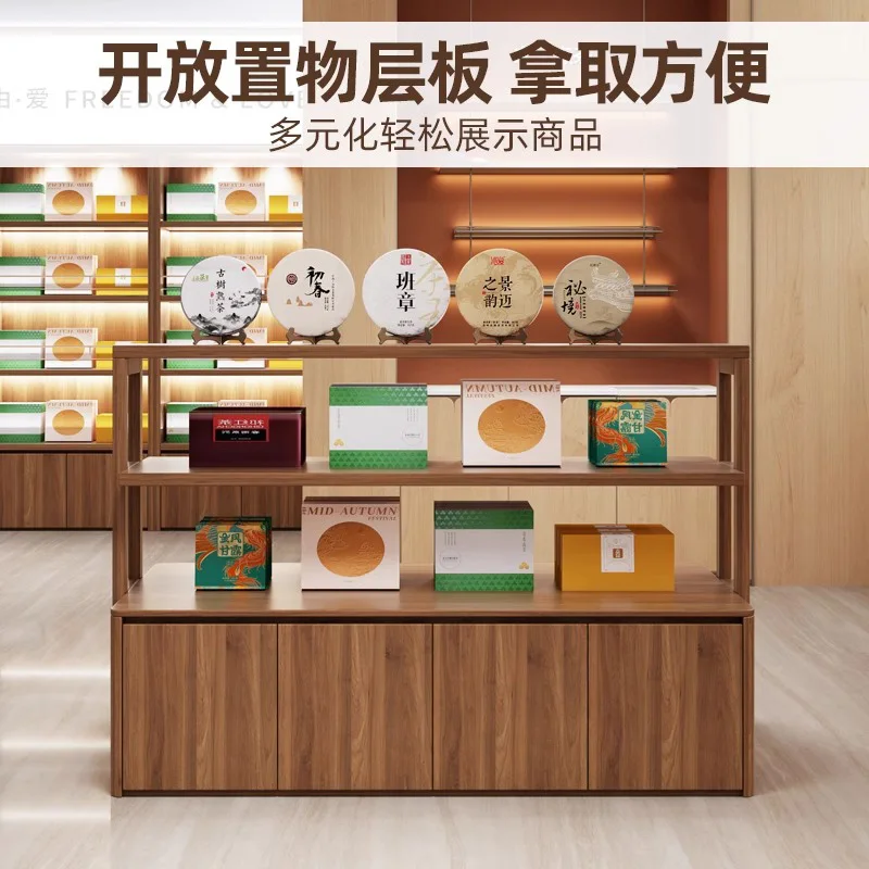 Solid wood double-sided tobacco, wine and tea shop Nakajima display cabinet tea set product display counter dry goods table spec
Solid wood double-sided tobacco, wine and tea shop Nakajima display cabinet tea set product display counter dry goods table spec