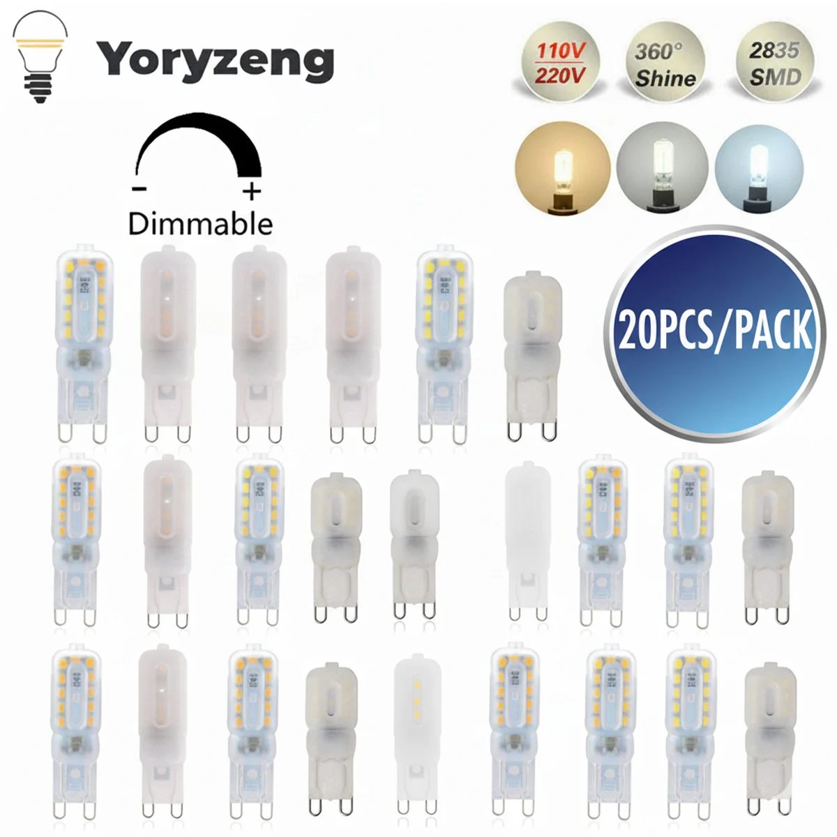 20 шт. миниатюрных диммируемых светодиодных ламп G9 3W 5W 110V 220V 2835 SMD, замена 30W галогенных ламп для декоративной подсветки хрустальных люстр
20 шт. миниатюрных диммируемых светодиодных ламп G9 3W 5W 110V 220V 2835 SMD, замена 30W галогенных ламп для декоративной подсветки хрустальных люстр