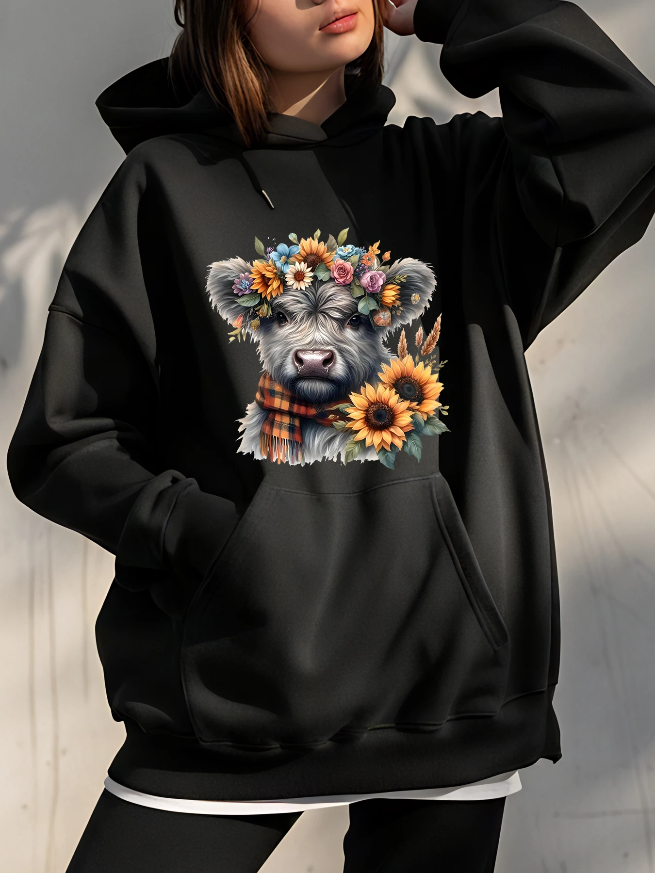 Толстовка с цветочным принтом коровы, женская повседневная осенне-зимняя толстовка унисекс, уличная одежда, модный пуловер, наряд
Толстовка с цветочным принтом коровы, женская повседневная осенне-зимняя толстовка унисекс, уличная одежда, модный пуловер, наряд