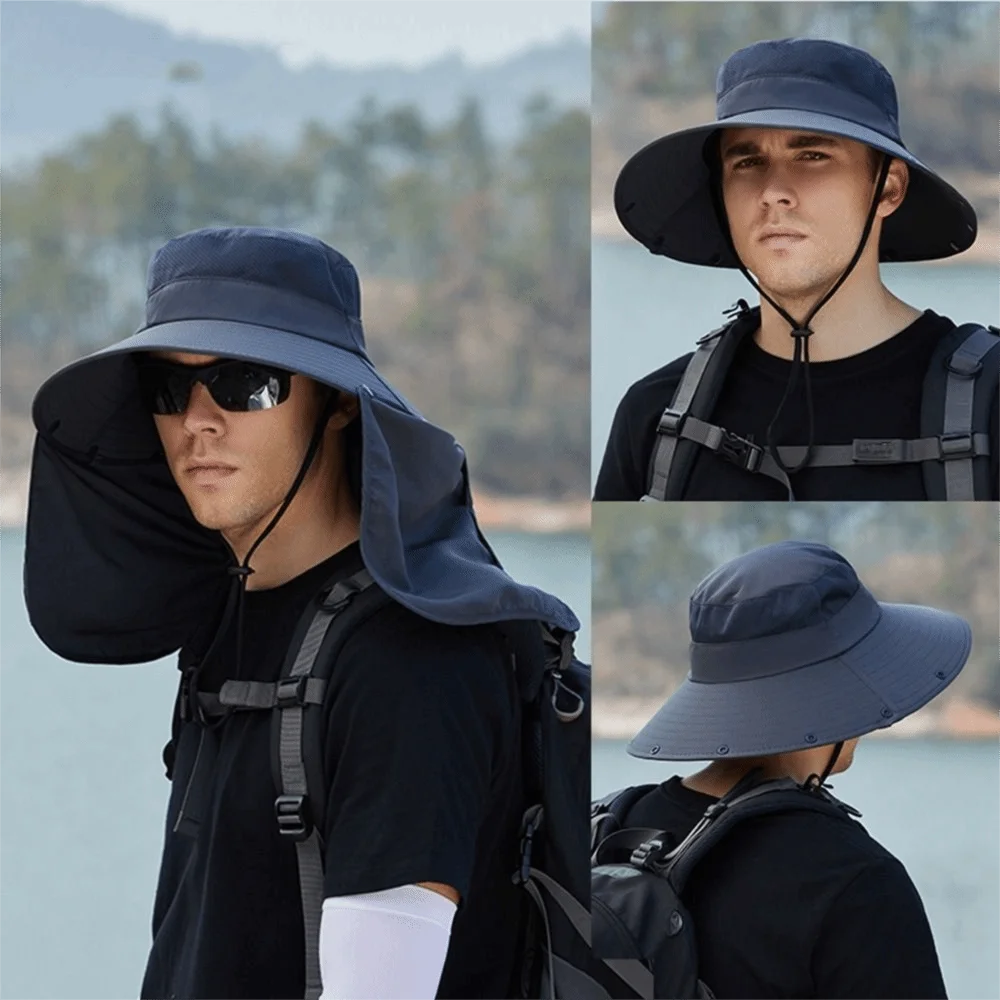 Simple Cloth Men Sun Hat Big Brim Removable Shawl Women Visor Cap With Lanyard Ultraviolet-proof Summer Bucket Hat Male
Simple Cloth Men Sun Hat Big Brim Removable Shawl Women Visor Cap With Lanyard Ultraviolet-proof Summer Bucket Hat Male