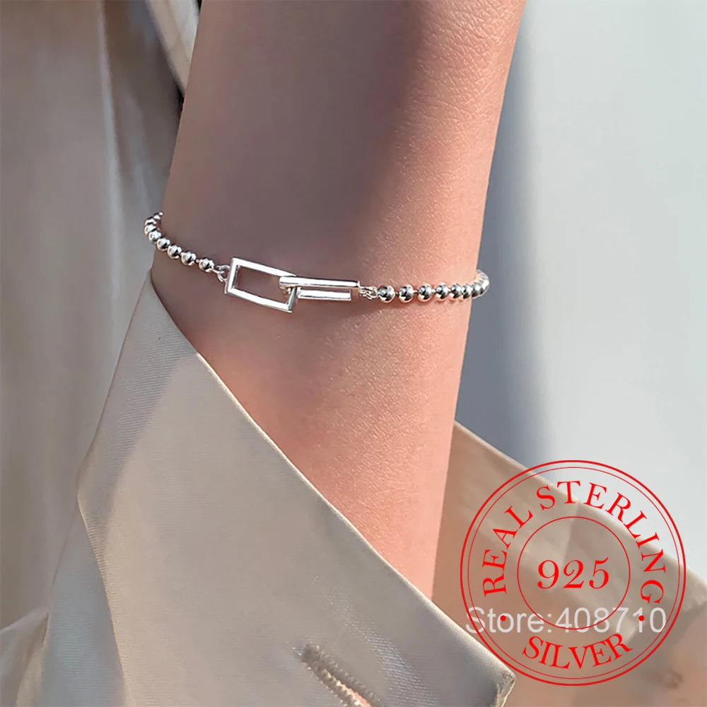 925 Sterling Silver Geometric Beads Ball Charm Bracelet For Woman Homme Luxury Wedding Engagement Fashion Charm Party Jewelry
925 Sterling Silver Geometric Beads Ball Charm Bracelet For Woman Homme Luxury Wedding Engagement Fashion Charm Party Jewelry