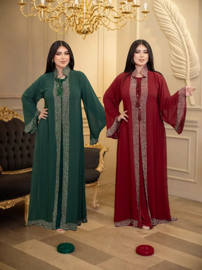 Dubai Saudi Arabia Morocco Middle East Party Dress Robe Muslim Luxury Fashion Hot Diamond 2-piece Set Islamic Ramadan Dress
Dubai Saudi Arabia Morocco Middle East Party Dress Robe Muslim Luxury Fashion Hot Diamond 2-piece Set Islamic Ramadan Dress
