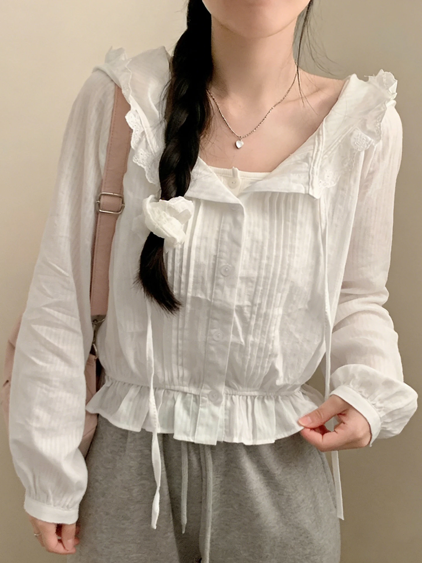 WEEKEEP Lace Splicing Waist-Cinching Hooded Long Sleeve Cardigan Cotton Street Style Versatile Button-Up Coat for Women
WEEKEEP Lace Splicing Waist-Cinching Hooded Long Sleeve Cardigan Cotton Street Style Versatile Button-Up Coat for Women