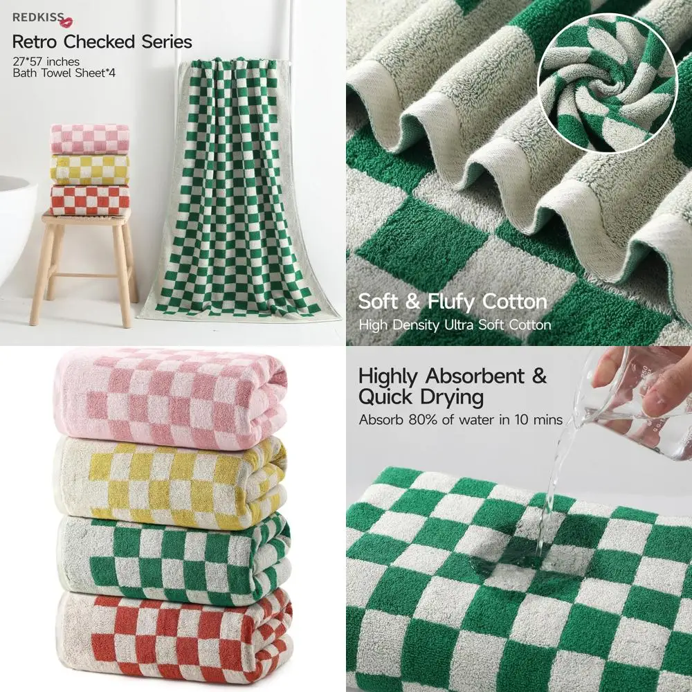 Набор из 4 больших разноцветных клетчатых полотенец для душа для ванной комнаты, высокоабсорбирующие хлопковые банные полотенца в стиле ретро
Набор из 4 больших разноцветных клетчатых полотенец для душа для ванной комнаты, высокоабсорбирующие хлопковые банные полотенца в стиле ретро