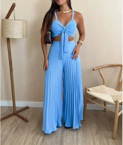 2 Piece Sets Womens Sexy Elegant 2025 Summer Casual Fashionable Versatile Camisole Vest with Pleats and Loose Wide Leg Pants Set
2 Piece Sets Womens Sexy Elegant 2025 Summer Casual Fashionable Versatile Camisole Vest with Pleats and Loose Wide Leg Pants Set