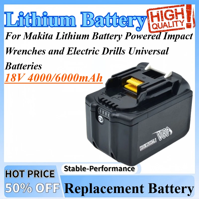18V 4000/6000mAh Rechargeable Battery For Makita Lithium Battery Powered Impact Wrenches and Electric Drills Universal Batteries
18V 4000/6000mAh Rechargeable Battery For Makita Lithium Battery Powered Impact Wrenches and Electric Drills Universal Batteries