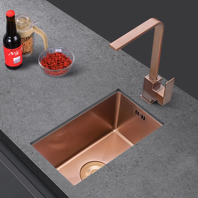 Rose Gold Kitchen Sink Nanometer Technology Gold 4mm thickness 304 Stainless Steel Manual Sink Single Bar Counter Kitchen Sink
Rose Gold Kitchen Sink Nanometer Technology Gold 4mm thickness 304 Stainless Steel Manual Sink Single Bar Counter Kitchen Sink