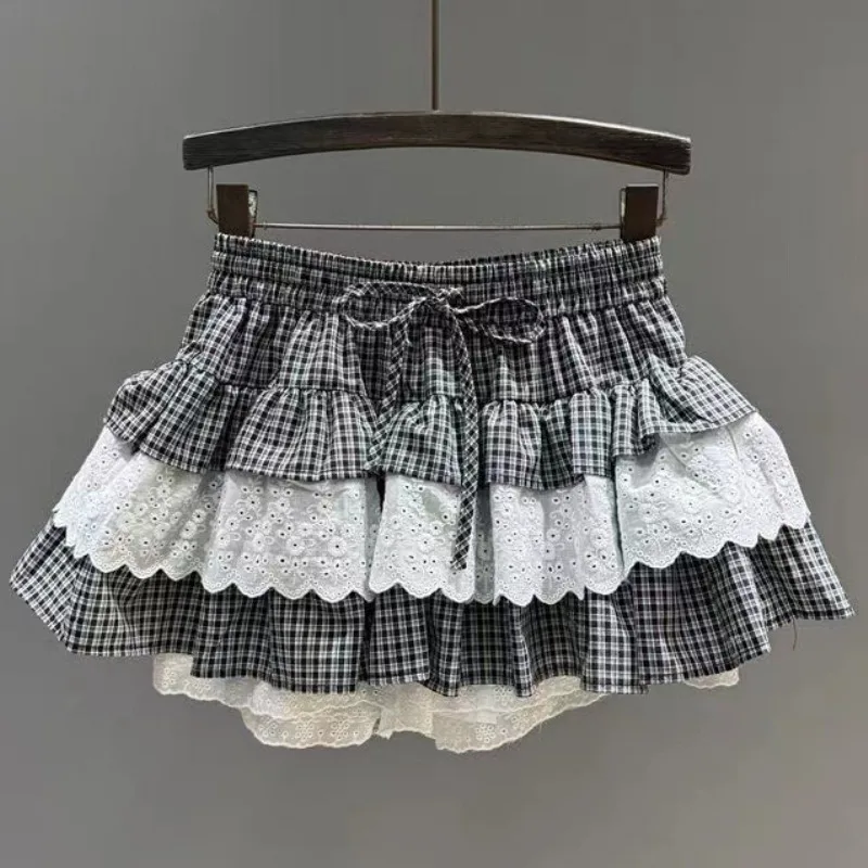 Японская кавайная кружевная клетчатая мини-юбка женская Y2K милая винтажная юбка трапециевидной формы с рюшами милая готическая Лолита Harajuku модная одежда
Японская кавайная кружевная клетчатая мини-юбка женская Y2K милая винтажная юбка трапециевидной формы с рюшами милая готическая Лолита Harajuku модная одежда