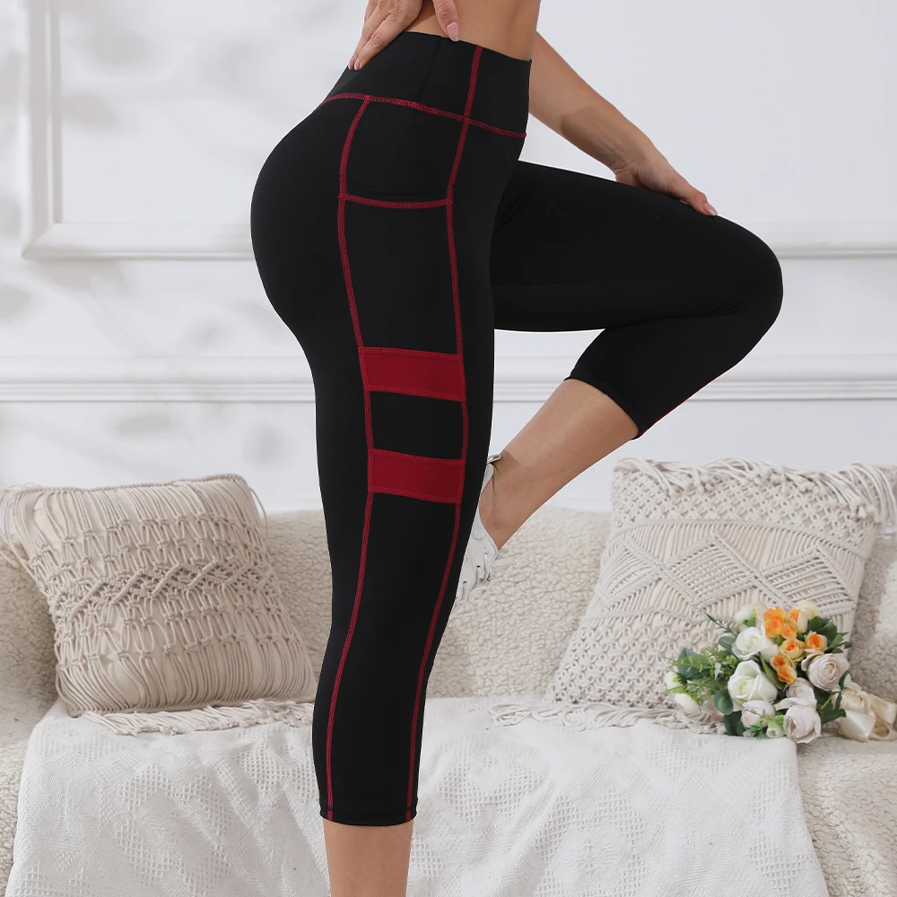 Women's Contrast Patchwork Mid-Calf Yoga Leggings with Pockets Tight-Fit Sports Fitness Cropped Pants for Gym Running Workout
Women's Contrast Patchwork Mid-Calf Yoga Leggings with Pockets Tight-Fit Sports Fitness Cropped Pants for Gym Running Workout