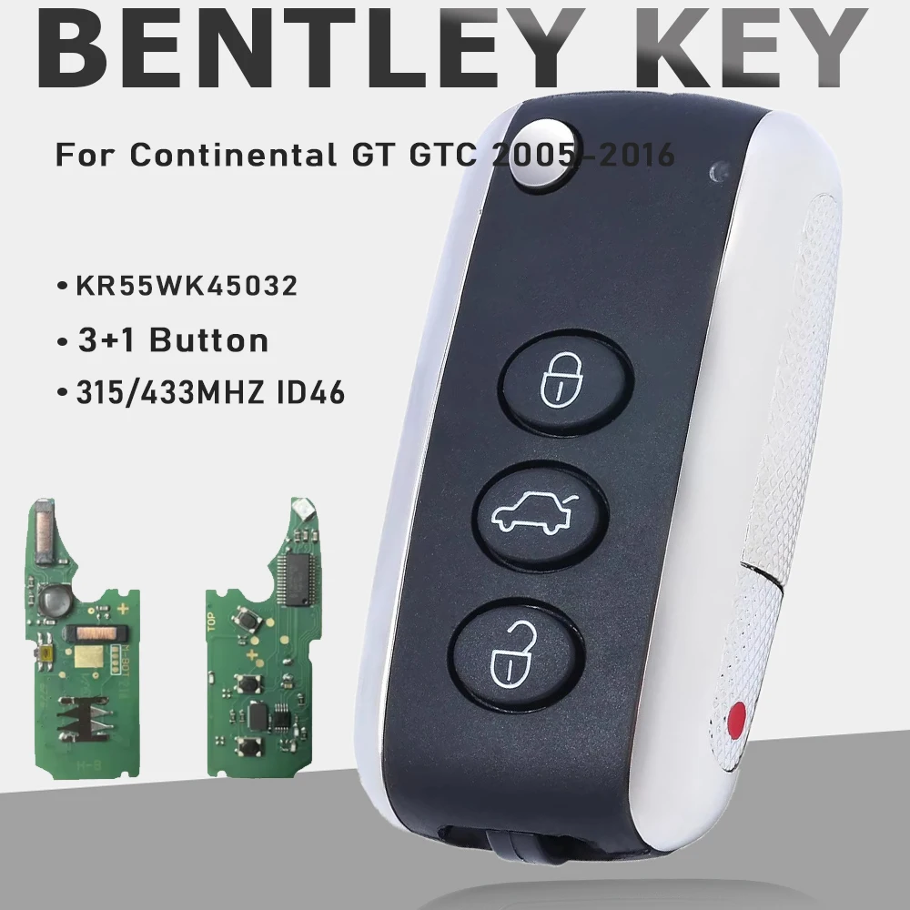 KEYECU KR55WK45032 4 кнопки 315 МГц/433 МГц ID46 чип откидной дистанционный брелок для Bentley Continental GT GTC 2005-2016 
KEYECU KR55WK45032 4 кнопки 315 МГц/433 МГц ID46 чип откидной дистанционный брелок для Bentley Continental GT GTC 2005-2016