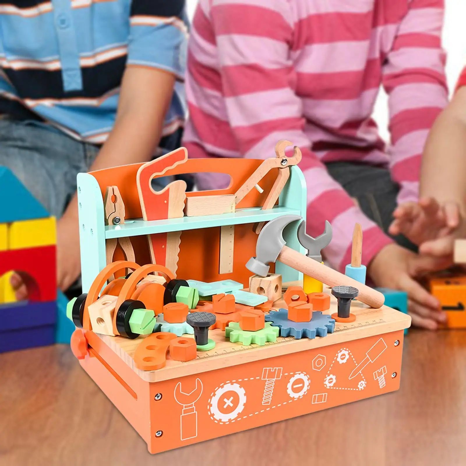 Wooden Tool Toy Pretend Play Tool Box Birthday Gift Practical Wooden Construction Toys for Girls Boys Ages 3-6 Household
Wooden Tool Toy Pretend Play Tool Box Birthday Gift Practical Wooden Construction Toys for Girls Boys Ages 3-6 Household
