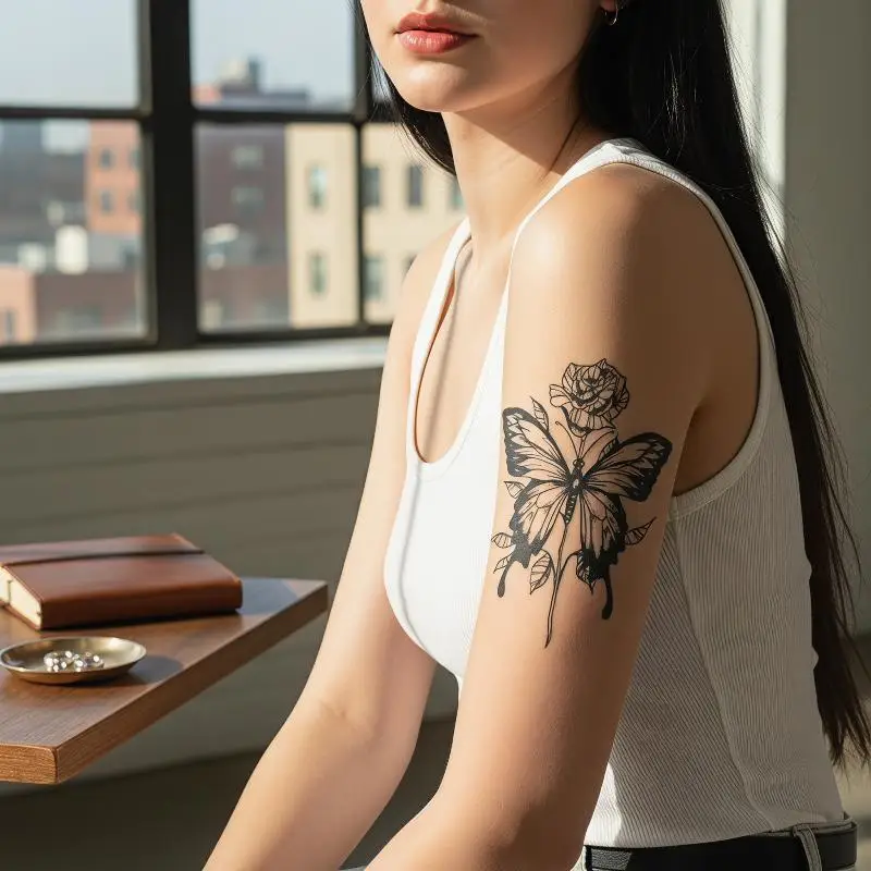 1 Sheet Waterproof Butterfly & Rose Temporary Tattoo Stickers Realistic Black & White Body Art 15-Day Long-Lasting
1 Sheet Waterproof Butterfly & Rose Temporary Tattoo Stickers Realistic Black & White Body Art 15-Day Long-Lasting