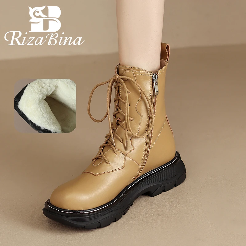 RIZABINA Real Leather New Arrival Women Ankle Boots Plush Winter Women'S Shoes Fashion Ladies Short Boot Footwear Size 34-42
RIZABINA Real Leather New Arrival Women Ankle Boots Plush Winter Women'S Shoes Fashion Ladies Short Boot Footwear Size 34-42