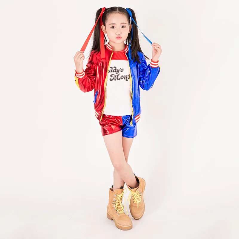 Kids Harley Quinn Cosplay Costume Set Suicide Squad Outfit with Jacket T-shirt Shorts Wig for Girls Halloween Carnival Party
Kids Harley Quinn Cosplay Costume Set Suicide Squad Outfit with Jacket T-shirt Shorts Wig for Girls Halloween Carnival Party