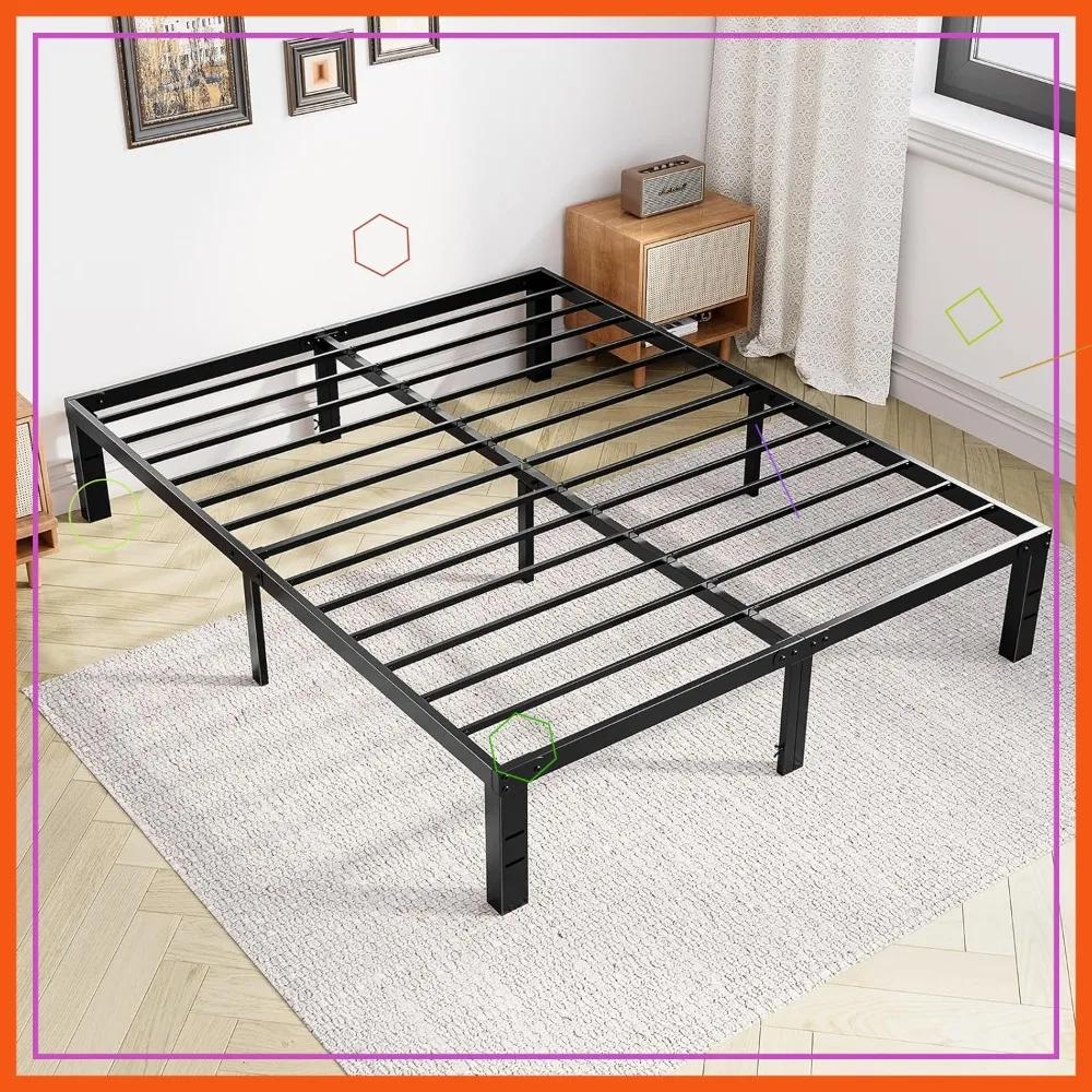 14 Inch Queen Size Bed Frame - Metal Platform with Steel Slats, No Box Spring Needed, Under-Bed Storage, Easy Assembly, Black
14 Inch Queen Size Bed Frame - Metal Platform with Steel Slats, No Box Spring Needed, Under-Bed Storage, Easy Assembly, Black